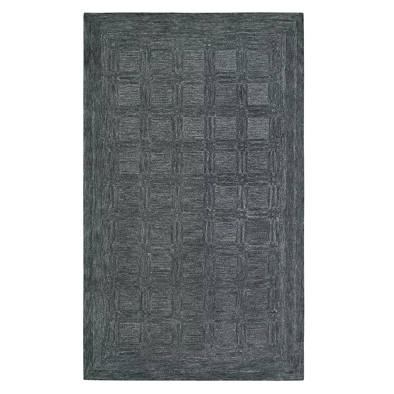 Rizzy Home Fifth Avenue Casual Squares Geometric Rug, Grey, 5X8 Ft