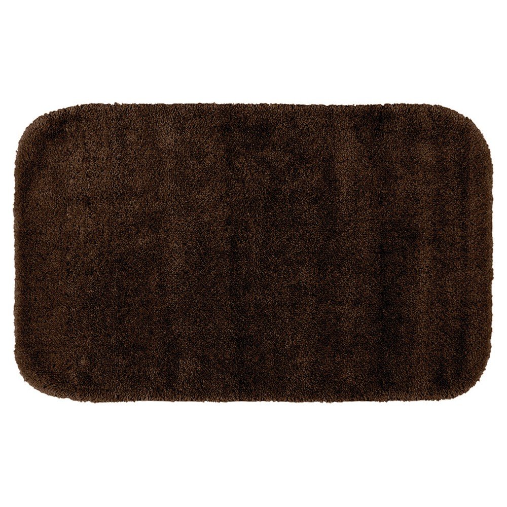 30inx50in Traditional Plush Washable Nylon Bath Rug Chocolate - Garland