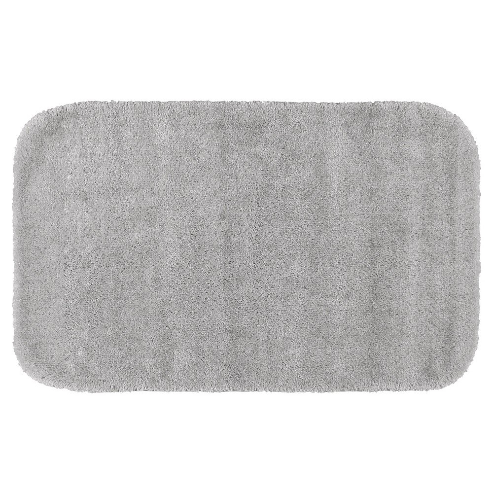 24inx40in Traditional Plush Washable Nylon Bath Rug Platinum Gray - Garland