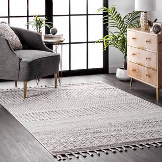 Gray Sandscript Textured Banded rug - Contemporary Rectangle 9' x 12'