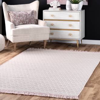Baby Pink Asteria Hive Fringed rug - Casuals Rectangle 9' x 12'