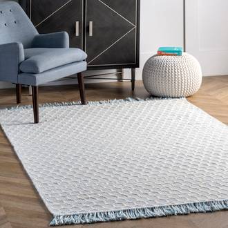 Baby Blue Asteria Hive Fringed rug - Casuals Rectangle 9' x 12'