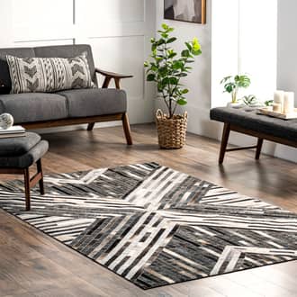 Gray Mandovi Willa Leather Kaleidoscope rug - Contemporary Rectangle 8' x 10'