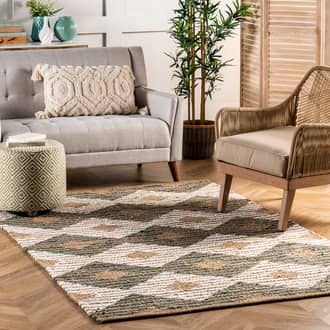 Olive Boardwalk Hand Braided Denim And Jute Striped Diamonds rug - Farmhouse Rectangle 9' x 12'
