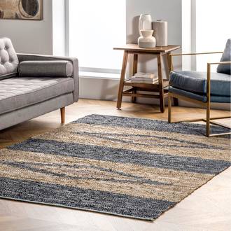 Gray Westland Diamond Panel Leather rug - Contemporary Rectangle 9' x 12'