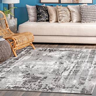 Gray Nouveau Strained Abstract rug - Contemporary Rectangle 10' x 14'
