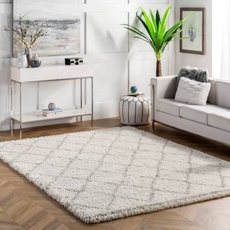 Natural Erim Soft Trellis Shag rug - Geometric Rectangle 10' x 14'