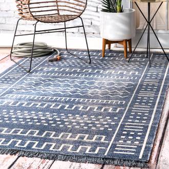 Blue Brunch Native Indoor/Outdoor With Tassels rug - Outdoor Rectangle 10' x 14'
