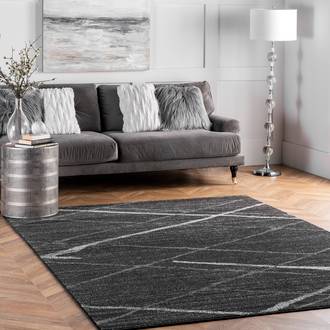 Dark Gray Granite Broken Lattice rug - Contemporary Rectangle 12' x 18'