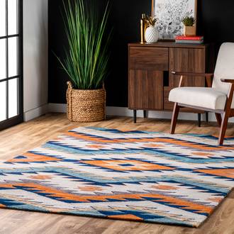 Multi Pampa Pyramid Maze rug - Southwestern Rectangle 8' 6in x 11' 6in