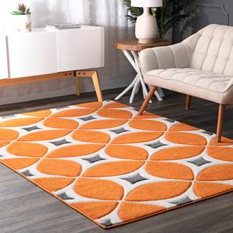 Deep Orange Radiante Mod Trellis rug - Contemporary Rectangle 9' 6in x 13' 6in