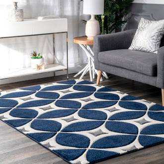 Navy Radiante Mod Trellis rug - Contemporary Rectangle 9' 6in x 13' 6in