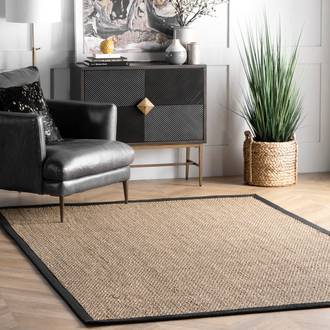 Black Maui Seagrass with Border rug - Natural Fibers Rectangle 12' x 15'