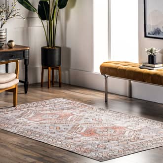 Light Gray Rain Haven Ria Geometric Washable rug - Geometric Rectangle 8' x 10'