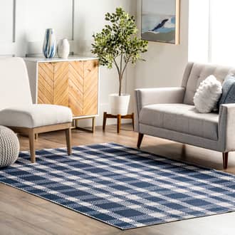 Blue Rain Haven Brittany Tartan Plaid Washable rug