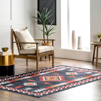 Navy Rain Haven Nancy Southwestern Diamond Washable rug