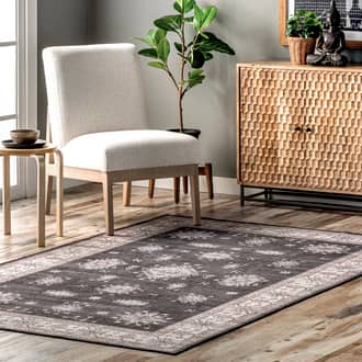 Charcoal Rain Haven Andrea Bordered Washable rug - Traditional Rectangle 8' x 10'
