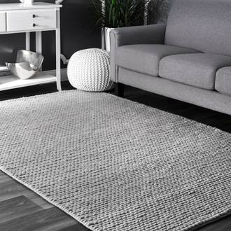 Light Gray Textures Veronica Wool Braided rug - Braided Rectangle 9' x 12'
