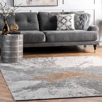 Silver Recycled Foundations Splatter Abstract rug - Contemporary Rectangle 11' x 15'