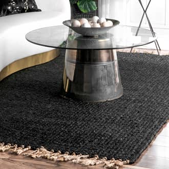 Black Coastline Solid Jute Tassel rug - Natural Fibers Rectangle 8' x 10'