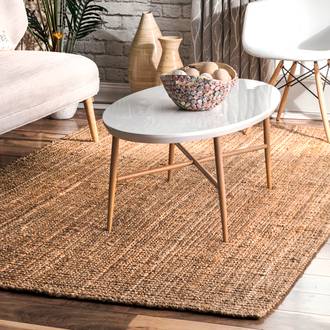 Natural Kiwa Handwoven Jute Ribbed Solid rug - Casuals Rectangle 12' x 15'