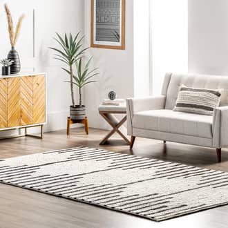 Ivory Textures Elliana Wool Pinstriped rug - Contemporary Rectangle 9' x 12'