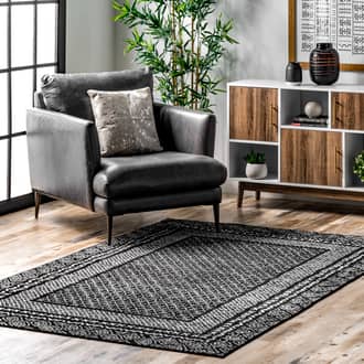 Black Koko Bordered Lattice rug - Transitional Rectangle 3' x 5'