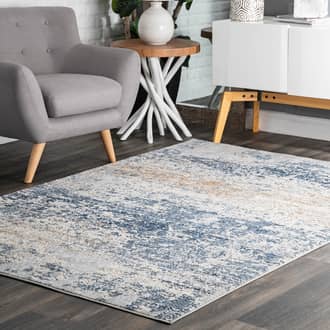 Blue Recycled Foundations Abstract Jungle rug - Contemporary Rectangle 10' x 14'