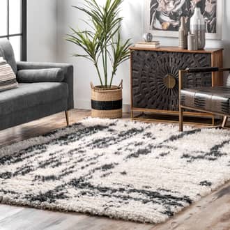 Beige Flossy Shag Shag Grid rug