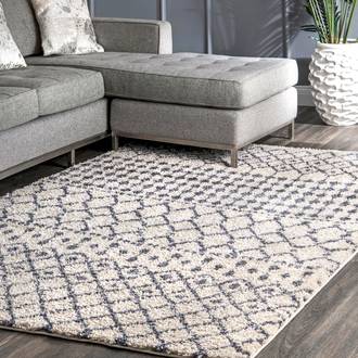 Beige Pickette Moroccan Trellis Soft Shag rug - Contemporary Rectangle 12' x 15'