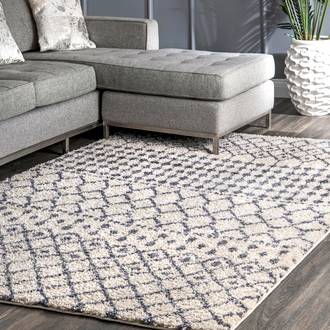 Beige Pickette Moroccan Trellis Soft Shag rug