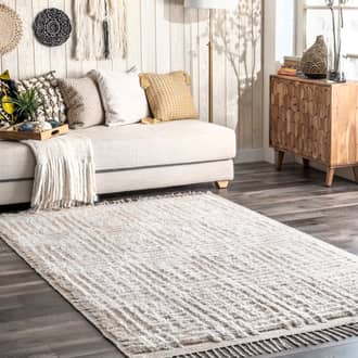 Beige Arvin Olano x Crissy Crosshatch Shag rug