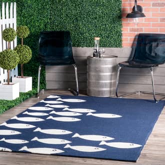 Navy Hacienda Fish Indoor/Outdoor rug