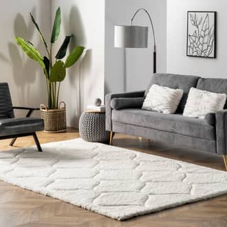 White Doux Super Soft Luxury Shag with Carved Trellis rug - Kids Rectangle 5' x 8'