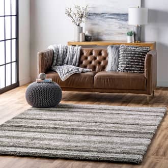 Gray Multi Keno Striped Shaggy rug - Contemporary Square 10'