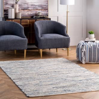 Blue Responsibly Handcrafted Faded Denim Stripes rug