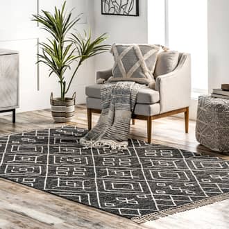 Gray Aboda Betsy Diamond Cotton rug - Transitional Rectangle 9' x 12'