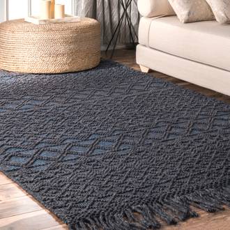 Black Sovereign Textured Graphyte With Tassels rug