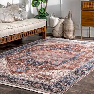 Blue Edessa Fringed Medallion rug - Traditional Rectangle 9' x 12'