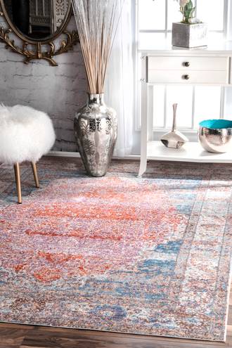 Orange Silky Road Antique Brick Medallion rug - Traditional Rectangle 9' x 12'