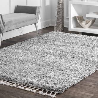 Gray Kalin Shaded Shag With Tassels rug