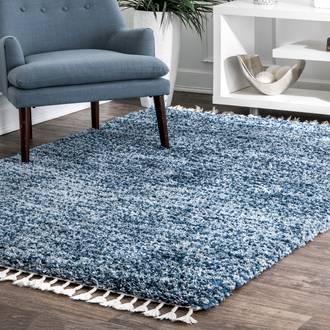Blue Kalin Shaded Shag With Tassels rug - Casuals Rectangle 12' x 15'