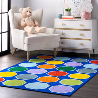Blue Playroom Octagons Printed rug - Geometric Rectangle 4' 4in x 6'