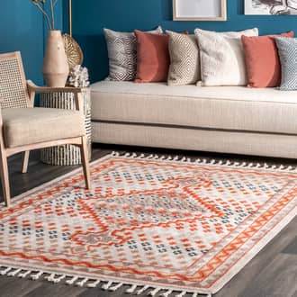 Rust Pima Tribal Speckle Tassel rug - Geometric Rectangle 9' x 12'