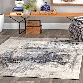Gray Trance Splattered Abstract rug - Contemporary Rectangle 10' x 14'