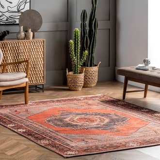 Orange Basili Washable Southwestern Medallion rug - Bohemian Rectangle 9' x 12'