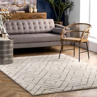 Beige Gordian Hand Knotted Double Diamond Helix rug - Contemporary Rectangle 8' x 10'