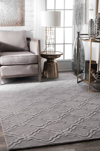 Gray Tuscan Double Carved Trellis rug - Contemporary Rectangle 9' 6in x 13' 6in