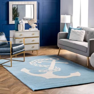 Baby Blue Tuscan Nautical Anchor rug - Coastal Rectangle 9' x 12'