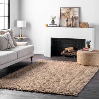 Natural Responsibly Handcrafted Chunky Jute Tasseled rug - Casuals Rectangle 12' x 15'
